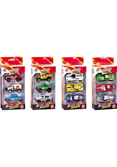 3'lü Metal Oyuncak Araba Seti - Dayanıklı Diecast Model Yarış Ve Arazi Araçları Çok Renkli