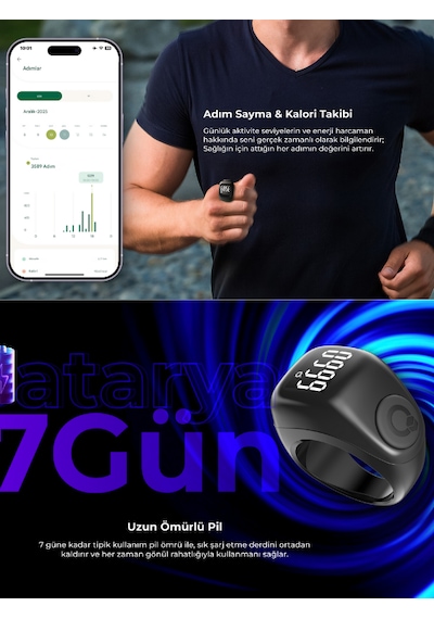 Iqibla Smart Ring J01T Jood Lite Akıllı Zikir Yüzüğü Camel Bej