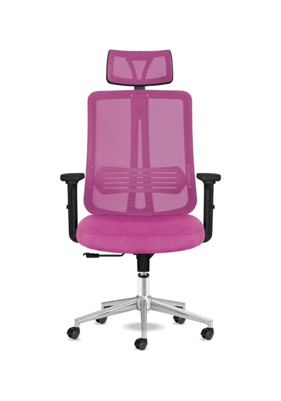 Spark Ofis Sandalyesi Baş Destekli Fileli Sırt Ergonomik Çalışma Koltuğu Pembe Diğer