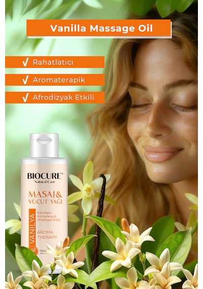 Biocure Vanilya Özlü Masaj ve Vücut Bakım Yağı 100 ML