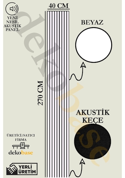 Beyaz 40x270 Cm Yeni Nesil Akustik Ahşap Duvar Paneli
