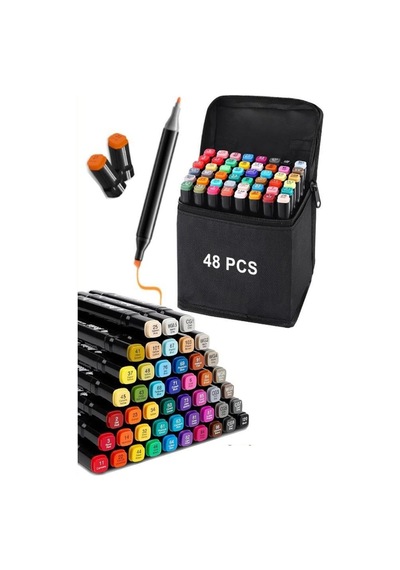 Arow Two Nib Çift Taraflı Marker Kalem 48 Li Renk Dc2.48color Qj-777 0484