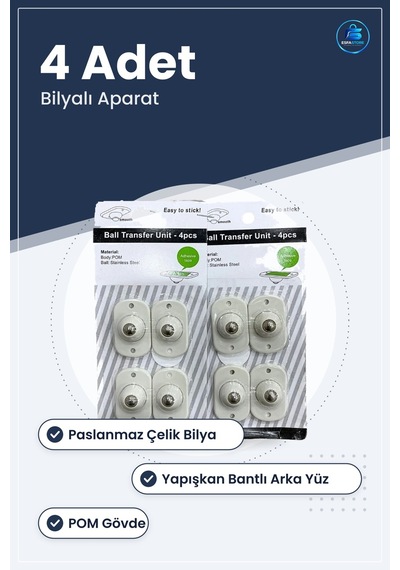 Bilyalı Taşıma Arabası Eşya Kaldırma Aparatı 4 Adet Paslanmaz Çel