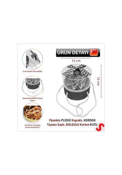 Pleksi Kapaklı Fiyonklu Ve Dolgulu Karton Kutu, 20cm - Mor