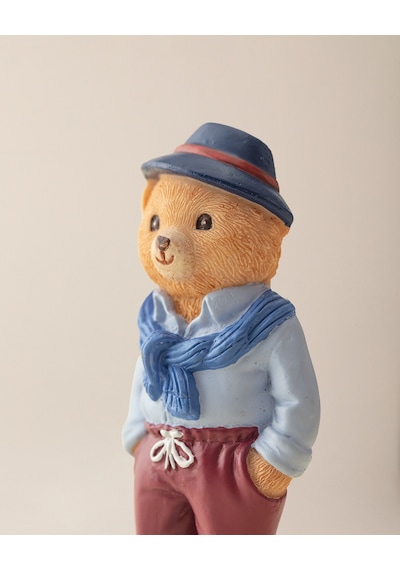 Benoit Bear Magnet - Mavi/bordo - 4x8 Cm 8684427186978 Çok Renkli