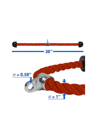 Yes4all Üniseks Yetişkin Bk27 Triceps Halat, Ç. 91,4 Cm, Ç. 91,4 Cm Kırmızı, 91,4 Cm