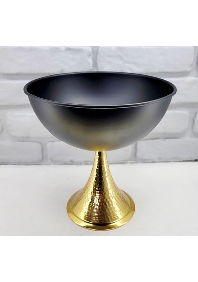 Decodelight Dekoratif Gold Dövmeli Ayak Siyah Mat Büyük Vazo 25cm Siyah - Gold