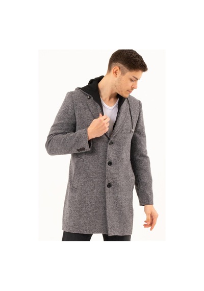 Plt8376 Dewberry Erkek Palto-Desenli Gri-Desenli Gri