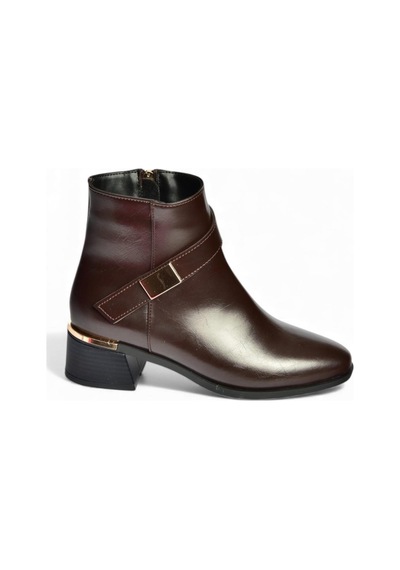 Fox Shoes V518047009 Kahverengi Kalın Alçak Topuklu Kadın Bot Kahverengi