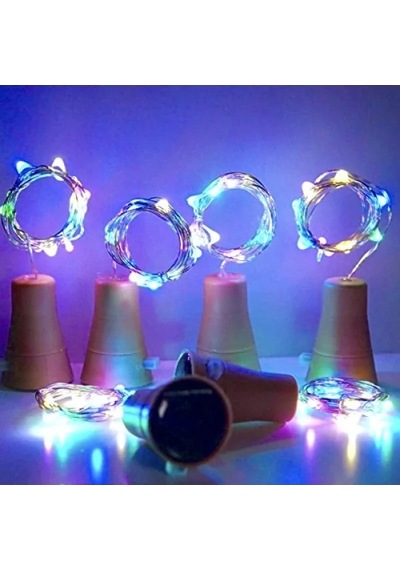 6'lı Güneş Enerjili Şarap Şişesi Işıkları, 20 Led Su Geçirmez Açık Lacivert
