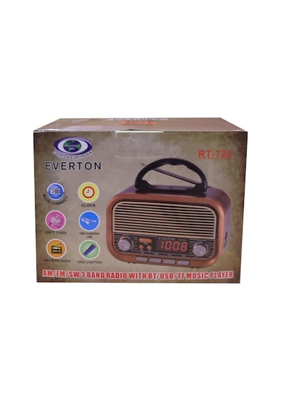 Everton Rt-723 Dijital Göstergeli Şarjlı Nostaljik Radyo Am-fm-sw Wıth Bt-usb-tf