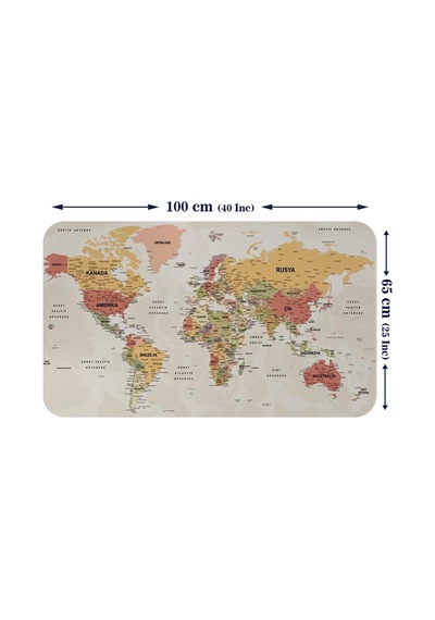 Eğitici - Öğretici Dünya Ve Türkiye Haritası Çocuk Odası Duvar Sticker-60x105-3890 Renkli