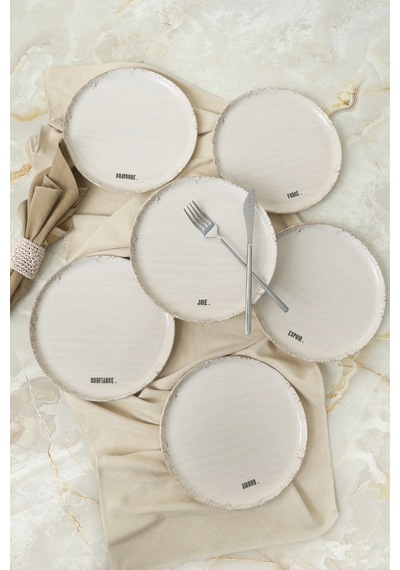 Keramika Deep Collection Mottolu Pasta Tabağı 22 Cm 6 Adet 22650-55 Krem
