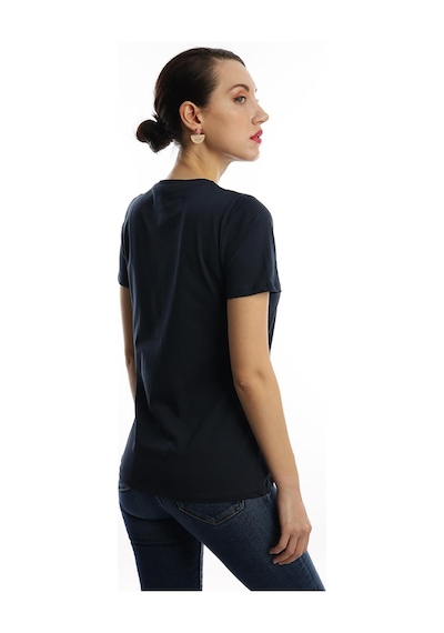 Kadın Minimal Project Basklı Tişört Lacivert