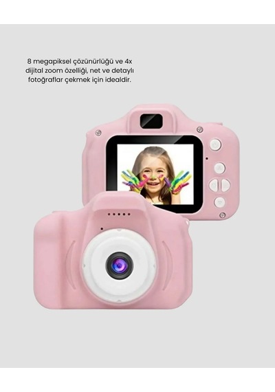 Ers Pembe Mini 1080p Hd Çocuk Kamera 8mp, Video Kaydı,tf Kart Destekli