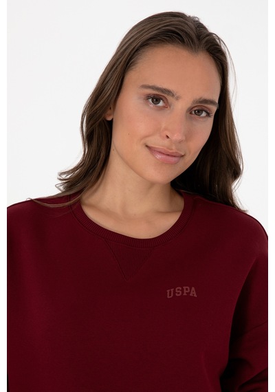 U.S. Polo Assn. Kadın Bordo Şardonlu Bisiklet Yaka Basic Sweatshırt 50313586-VR014