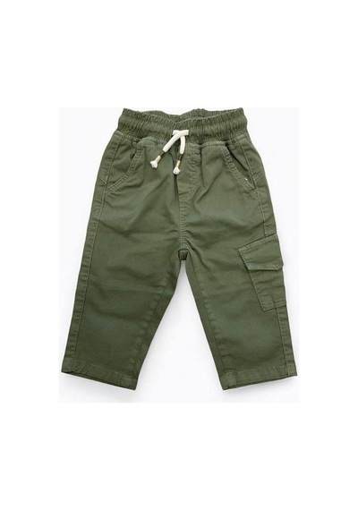 Çikoby Erkek Bebek Bel Lastikli Dokuma Yeşil Pantolon-15321 Yeşil