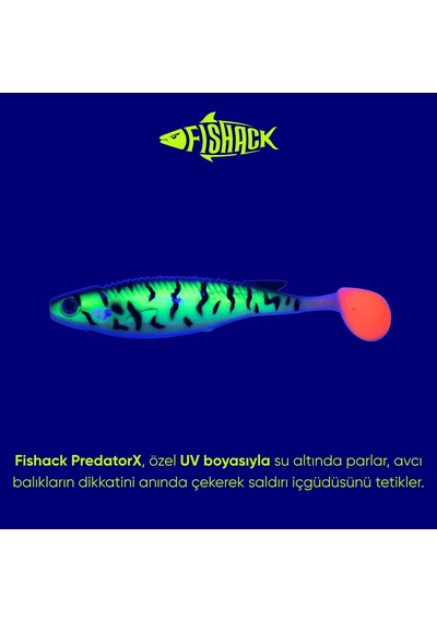 Silikon Sahte Balık - 10g 100mm - Fishack Predatorx - Uv Boyalı - Bleed