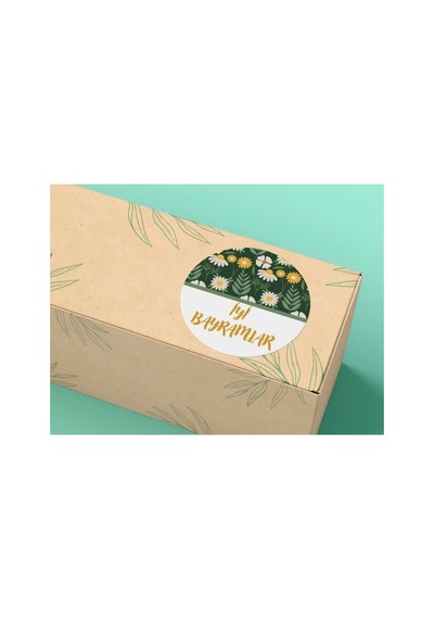 İyi Bayramlar Etiketi Kurban Ramazan Bayramı Tebrik Sticker 4 Cm - 100 Adet Çok Renkli