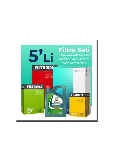 Filtron Opel Corsa 1.3 Dizel Filtre Bakım Seti Castrol Motor Yağlı (2014-2019) 5 Li