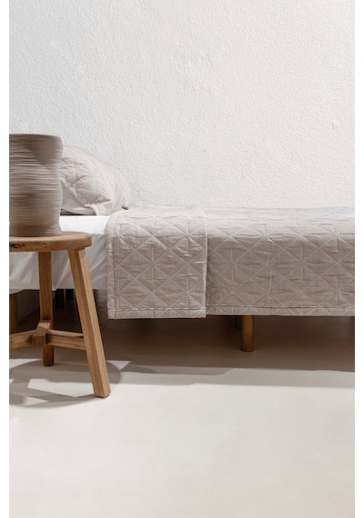 Koza Home Stella Bej Çift Kişilik Baklava Desenli Yatak Örtüsü 230x250 2 Ya Bej