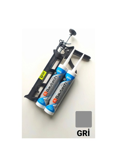 2 Adet Gri Silikonize Mastik Çekomastik + Silikon Tabancası Gri Gri