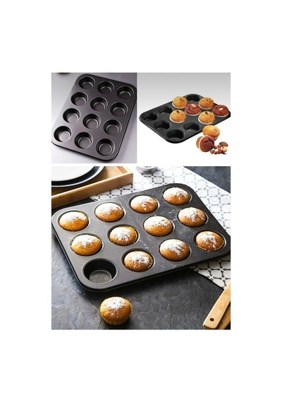 12 Li Muffin Kek Kalıbı,cupcake,browni Kabı Kek Kalıbı Muffin Kalıp Gri Gri