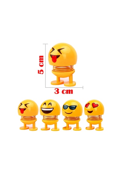 Emoji Smile Zıp Zıp Kafalar Mini Gülen Yüzler Araç Torpido & Masaüstü Süsü 6'lı Oyuncak Seti