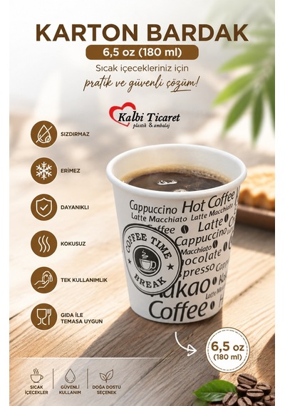 Karton Bardak 6.5 Oz Sızdırmaz Erimez 3000'li