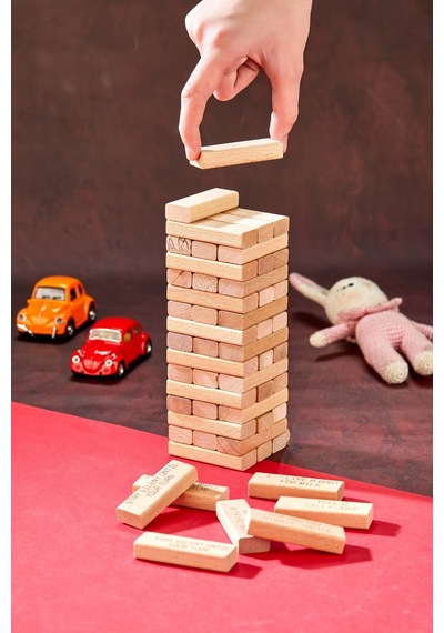 İngilizce Penalty Tower İngilizce Cezalı Tower Jenga Denge Oyunu 54 Parça Büyük Boy