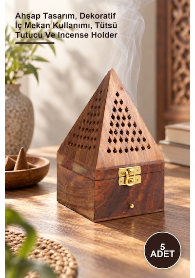 5 Adet Ahşap Kule Tütsülük Ahşap Tasarım, Dekoratif İç Mekan Kullanımı, Tütsü Tutucu Ve Incense Holder