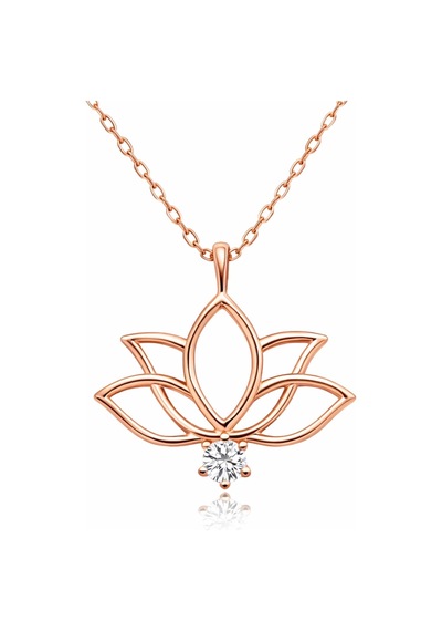 Gümüş Rose Lotus Çiçeği Kadın Kolye Gümüş Gümüş