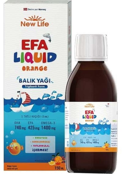 Newlife Efa Liquid Orange Balık Yağı Şurubu 150Ml