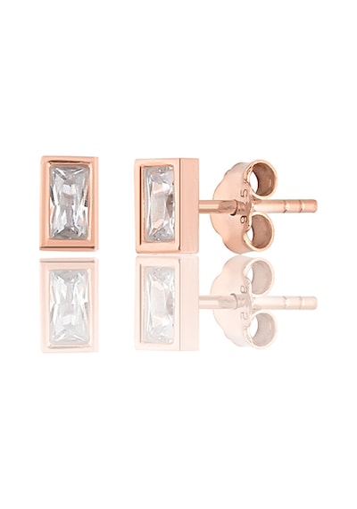 Zanaatsilver 925 Ayar Gümüş Rose Kaplama Tektaş Baget Küpe