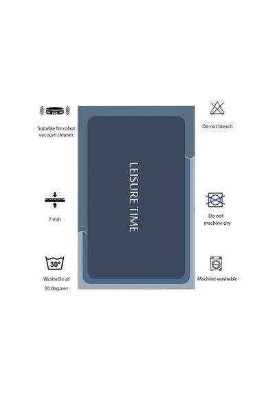 Dijital Kaymaz Yıkanabilir Banyo Mutfak Salon Paspas Halısı Trend Modern Al4002 Indigo