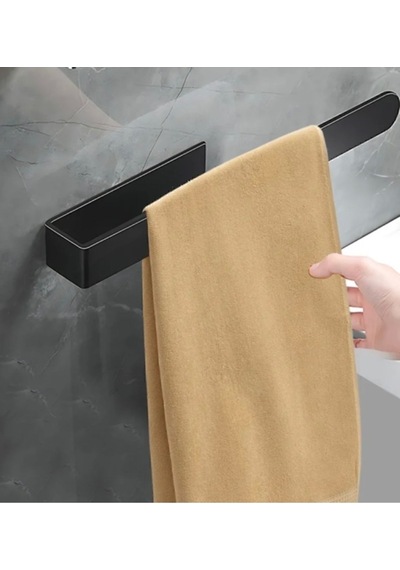Dione Store Mat Siyah Lüx Tasarım Havlu Askısı Kendinden Yapışkanlı Siyah