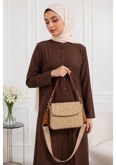 Genel Markalar Yeni Sezon Kolon Askılı 4 Bölmeli Kadın Çantası 25x15cm Kum - Taba