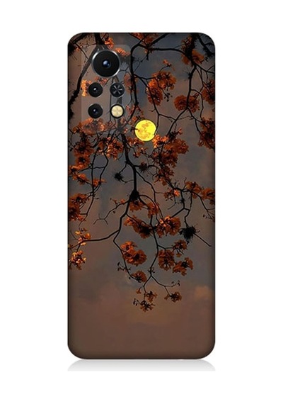İnfinix Note 11s Uyumlu Ay İçinde Kırmızı Ağaç Dalı Desenli Silikon Kılıf