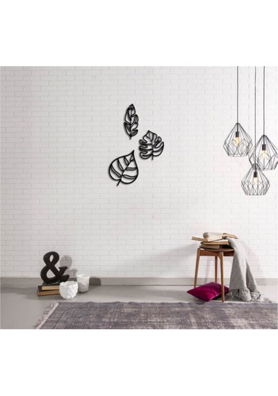 Dekoratif Üçlü Ahşap Yaprak Modern Duvar Süsü Ahşap Tablo