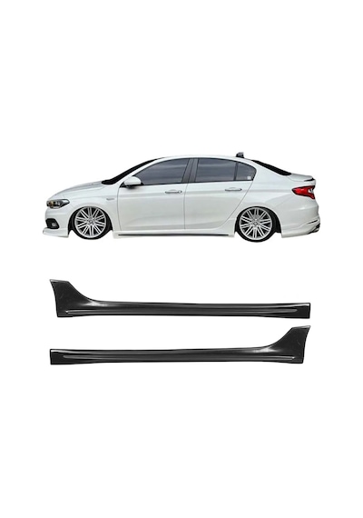Fiat Egea Çıkıntılı Yan Marşpiyel Seti Plastik 2 Adet Mat Siyah 2015 2016 2017 2018 2019 2020 2021 Karlık+ek+bodykit