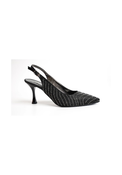 Assortie Siyah Taş Detaylı İnce Topuklu Slingback Kadın Ayakkabı Siyah Taş