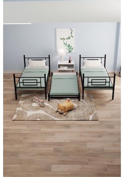 Moblay Defne Yavrulu Genç Çocuk Yatak Odası Metal Ranza Ve Karyola 90x190 Siyah 90 x 190 Moblay Defne Yavrulu Genç Çocuk Yatak Odası Metal Ranza Ve Karyola 90x190 Siyah 90 x 190