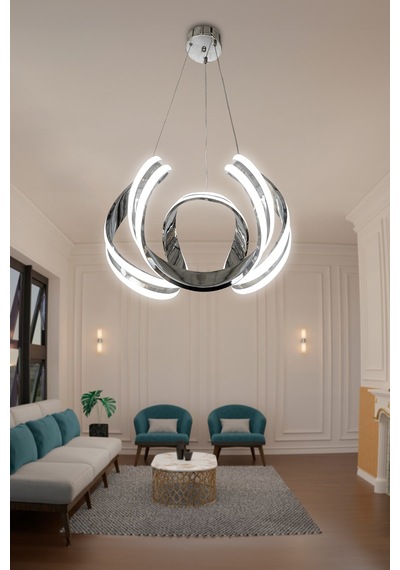 Arya Çift Yönlü Sıralı Led Avize - - Kumandalı / Krom Krom