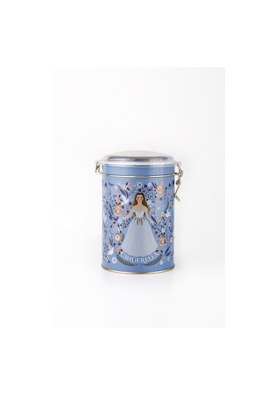 Tales Cinderella Desenli Kilitli Kapaklı Yuvarlak Metal Kutu, 10.5 X 15 Cm, 1.1 Lt