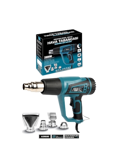Assur 2000W 2 Kademeli 4 Başlıklı Sıcak Hava Tabancası - 3083
