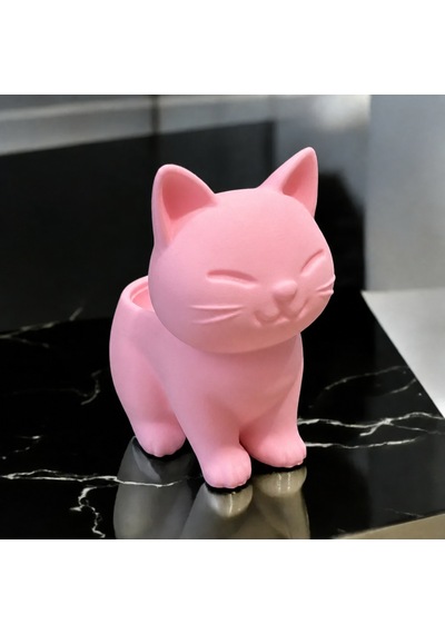 3d Baskı Sevimli Kedi Saksı - Figürlü Sukulent Saksısı-pembe Çok Renkli