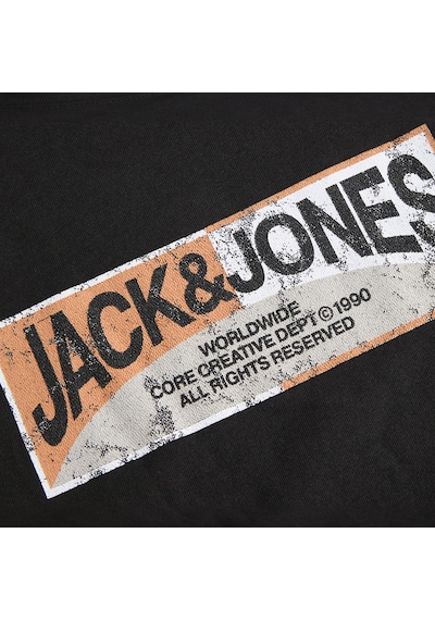Jack & Jones Erkek Gögüs Baskili Regular Fit Bisiklet Yaka Tisört - Trace - 12308030 Siyah