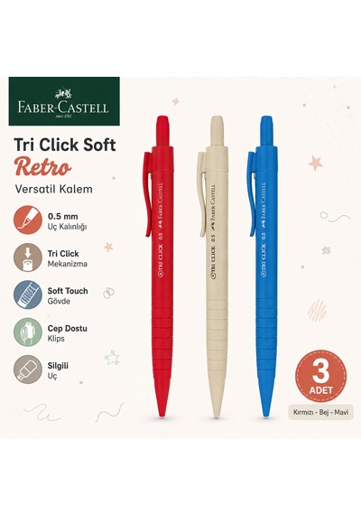 Faber-castell Tri Click Soft Retro 0,5 Versatil Kalem 3 Adet Set Çok Renkli