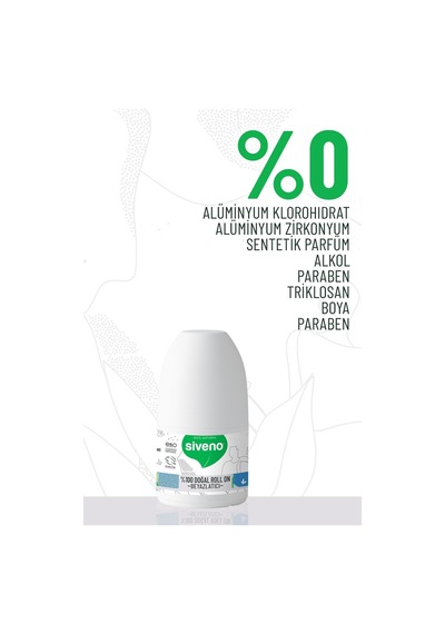 Siveno %100 Doğal Roll-on Beyazlatıcı Etkili Deodorant Ter Kokusu Önleyici Bitkisel Lekesiz Vegan 50 Ml X2 Adet