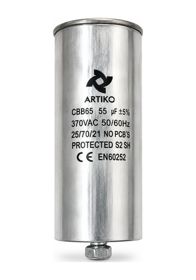 55 Μf Kapasitör 370 Vac Gri